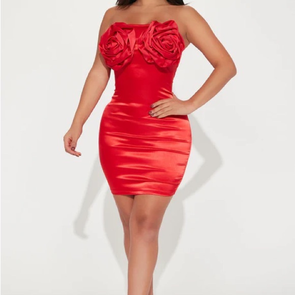 Fashion Nova Red Ruched Wrap Mini Dress - Picture 6 of 6